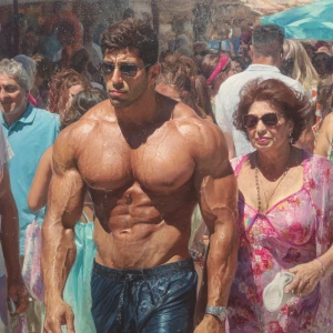 hyperrealism photo painting,a muscular beefy criminal kashmiri m...