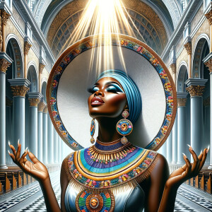 Create an airbrush oil painting of an African American woman wit...