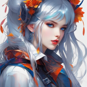 Create a beautiful girl from a parallel universe. With long whit...
