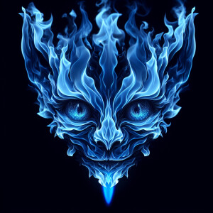 Imagine the blue flame of a gas herd that is drawing the face of...