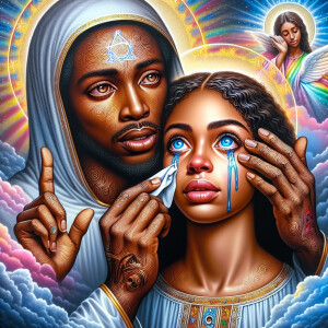 Ensure that the image distinctly represents both Jesus Christ an...