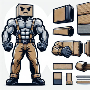 Create a strong, powerful canvas fabric mascot character with th...