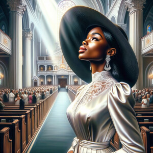 Create an airbrush oil painting of an African American woman wit...