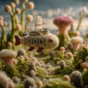 A whimsically eerie plush solar sailer floats gracefully through...