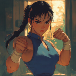 Chun-li, in Ghibli studio style art