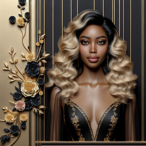 Create a vertical 3-D portrait of a light-skinned African-Americ...