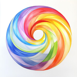 Create a swirling vibrant colorful beach ball , centered on a wh...