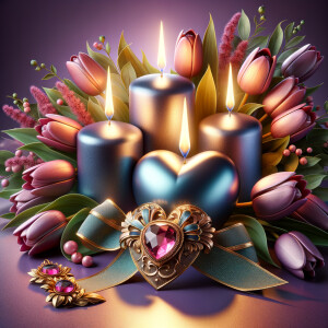 A digital artwork of a romantic and elegant still life featuring...