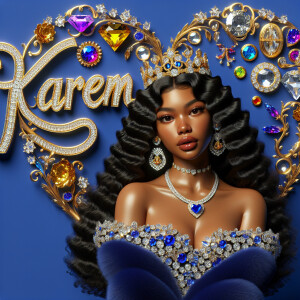 VCraft a 3-D image showcasing the name 'KAREN' in a luxurious go...