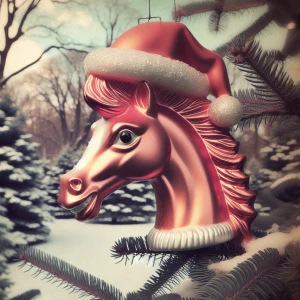 Photorealistic A photo of a 1950s kitschy blown glass Christmas...