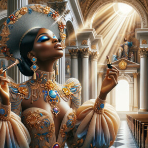 Create an airbrush oil painting of an African American woman wit...