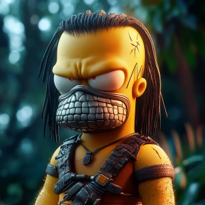Homer Simpsons  in the style of Yautja's (Hunter Predator),ultra...