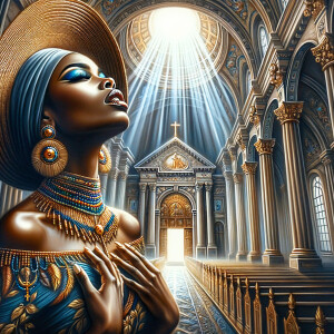 Create an airbrush oil painting of an African American woman wit...