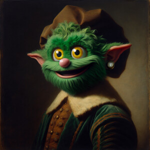 painted by Rembrandt,  Portrait of the movie character The Grinc...