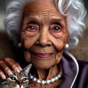 A macro photograph of an 84-year-old afrocentric woman with soft...