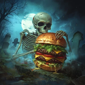 Create a hyper-detailed, vivid fantasy image of a terrifying ske...