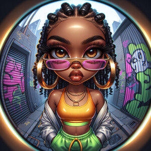 Design an 8k resolution image with a fish-eye lens effect, displ...