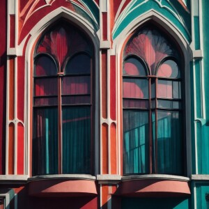 Beautiful gothic house with tinted glass window