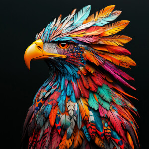 Create a 3D rendering that features an array of a vibrantly-colo...