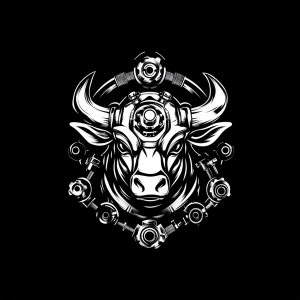 Design a logo, incorporate a muscular, assertive bull as a centr...
