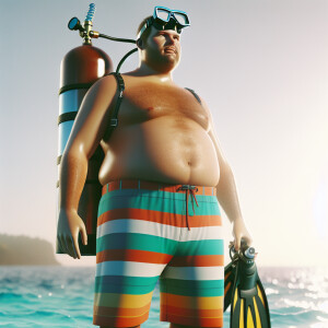 Create a hyper realistic image of a shirtless man with a large b...