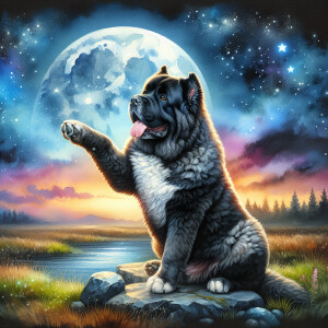 a captivating hyperrealism watercolor oil painting. A cute happy...