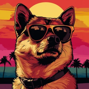 MEME DOGE in GTA art style — — in the style of a Grand Theft Au...