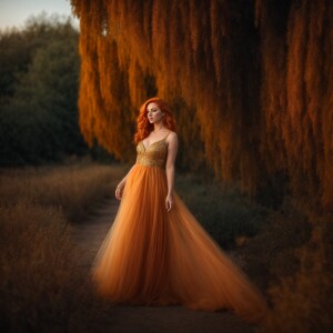 Photo realistic image. High resolution. Pretty light ginger hair...