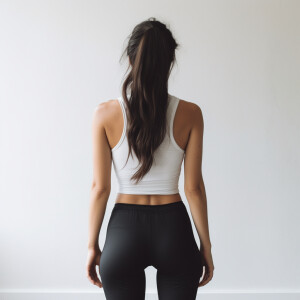 Capture the elegance of a fair-skinned woman with dark long hair...