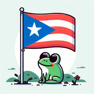 Puerto Rican flag and frog