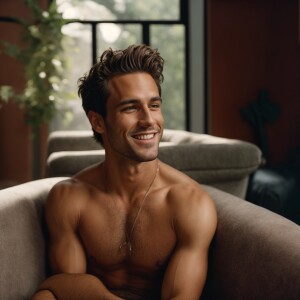 Create a detailed image of a youthful, athletic Canadian man wit...