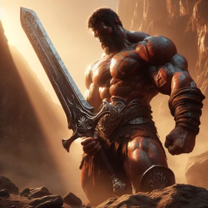 A photorealistic, breathtaking 8K UHD image of Conan the Barbari...