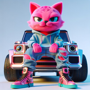 Create a colorful/psyscadelic character of pink panther wearing...