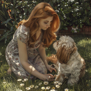 Photorealistic image, high resolution. Light ginger haired femal...