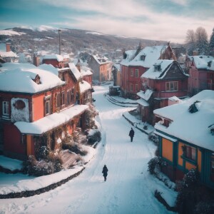 There is a small town among the snow-covered towns