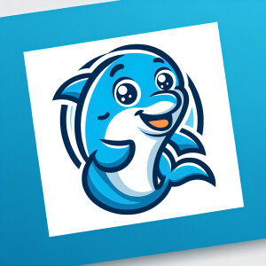 A blue dolphin cartoon smile mascot