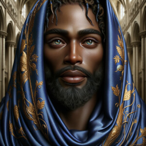 A hyper-realistic image of an African-American Jesus Christ, ser...