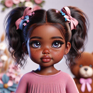 Refine the 3D realistic image of a four-year-old African-America...
