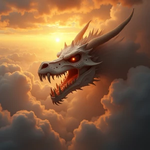 Create an image of an intricately detailed, massive Dragon  skul...