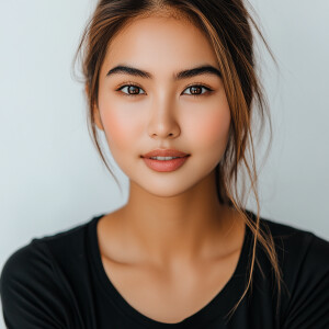 Create an image of an attractive 20-year-old Thai woman with a f...