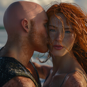 A photorealistic high resolution image. Light ginger haired fema...