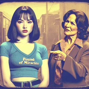 Refine a 1973-style color film photograph depicting an irate eld...