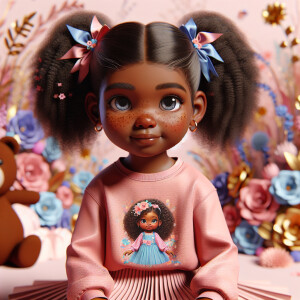 Refine the 3D realistic image of a four-year-old African-America...