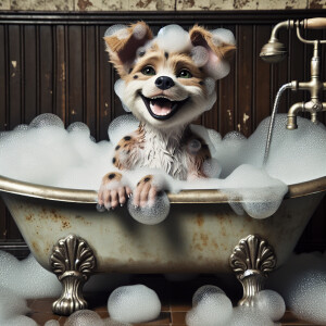 Character design A cute small Boy-dog Hybrid smiling taking A Bu...