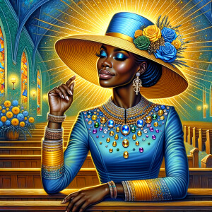 A spiritually enriching illustration portrays an African America...