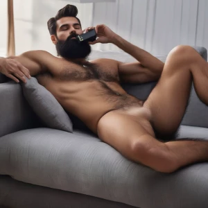 he passed out on the couch his lean hairy groomed body anddichan...