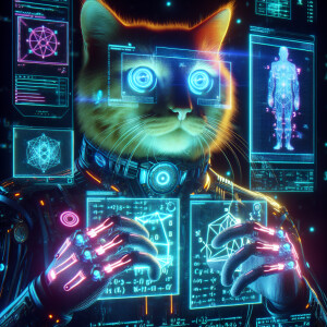 A cartoon of a male cat, who is a mathematical genius