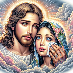 Ensure that the image distinctly represents both Jesus Christ an...