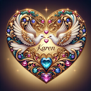 "Create an opulent golden heart enhanced with intricate filigree...