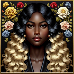 Create a vertical 3-D portrait of a light-skinned African-Americ...